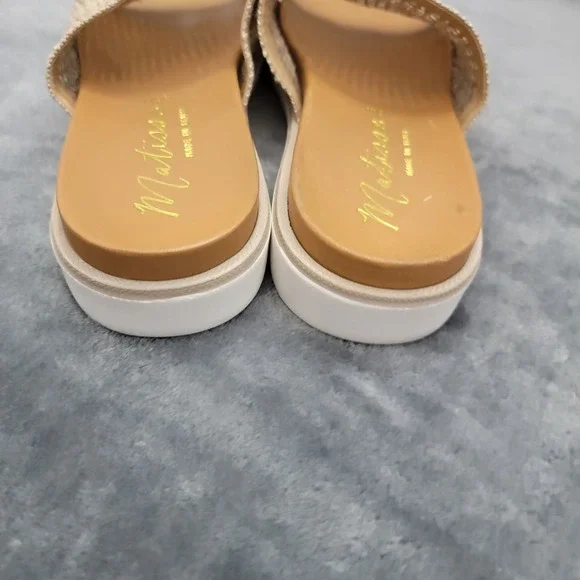 Matisse Sandals Womens 10M Beige Raffia Crochet Platform Slide Made In Italy - Picture 5 of 9